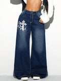 Coastal Cross Wide Leg Denim Jeans With Buttoned Pockets - Southern Shores Clothing