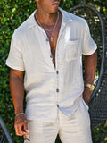 Men's Full Size Button Up Short Sleeve Shirt and Shorts Plus Size - Southern Shores Clothing