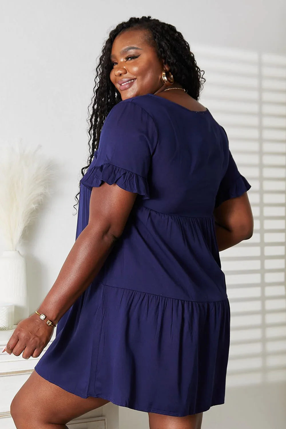 Mandy V-Neck Flounce Sleeve Tiered Dress - Southern Shores Clothing