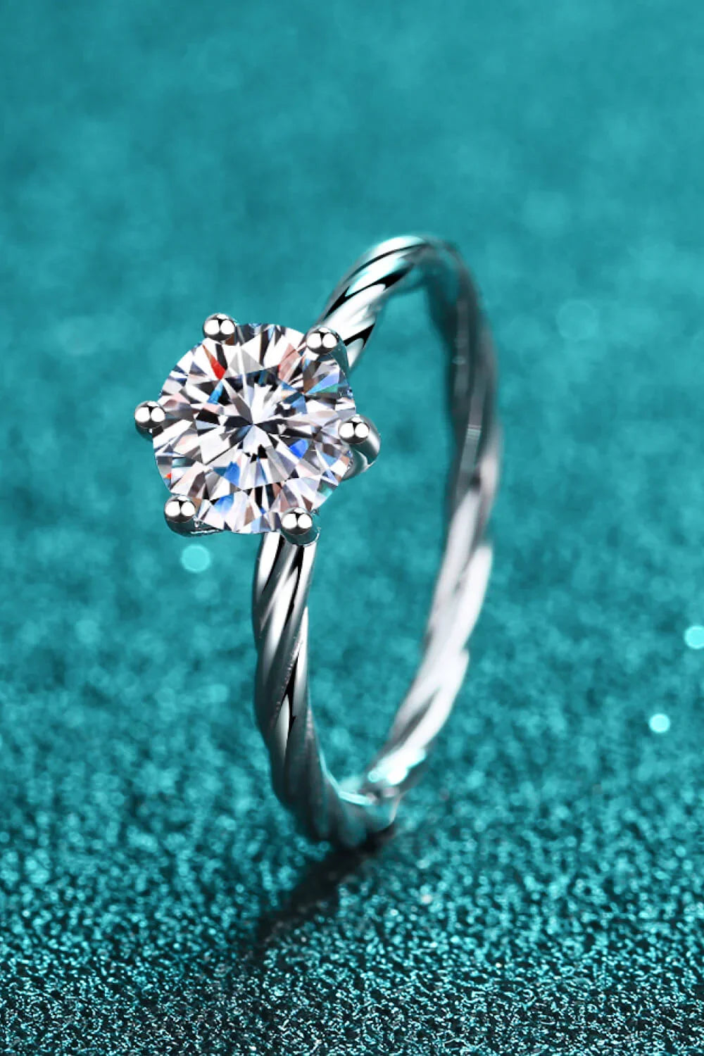 1 Carat Moissanite Sterling Silver Twisted Ring - Southern Shores Clothing