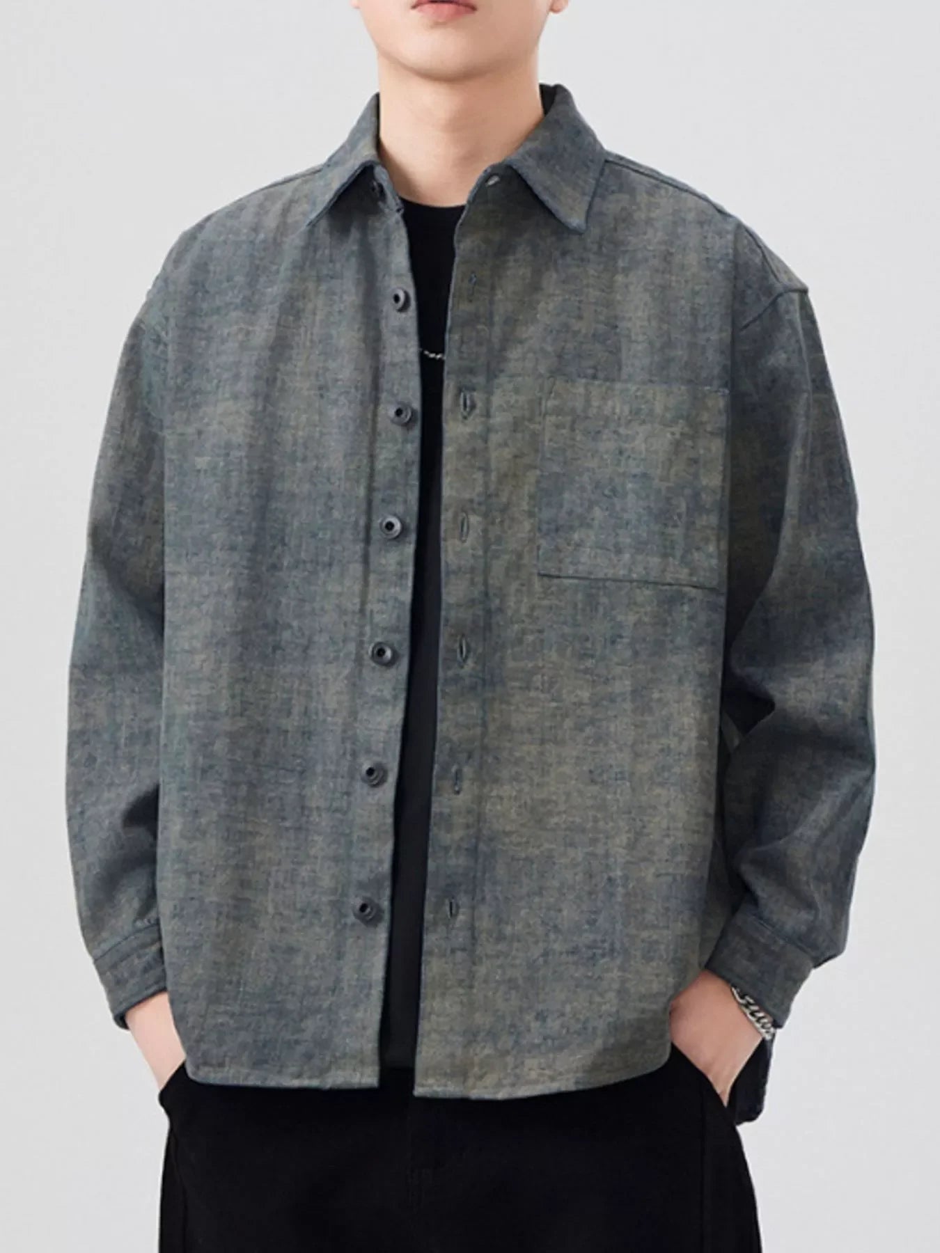 Plus Size Cotton Long Sleeve Button-Up Shirt - Southern Shores Clothing