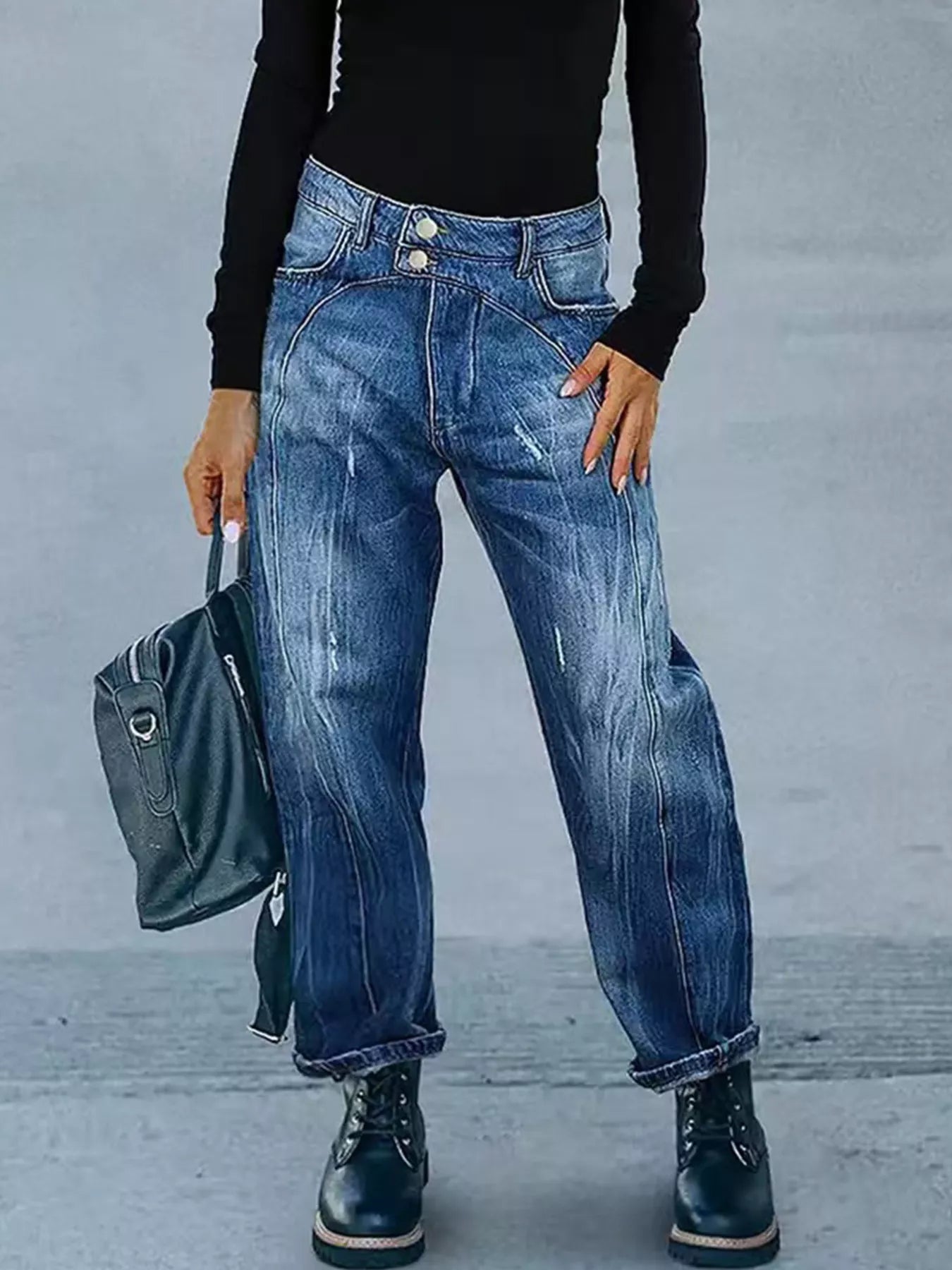 Coastal Inspired Wide Leg Jeans with Pockets for Women