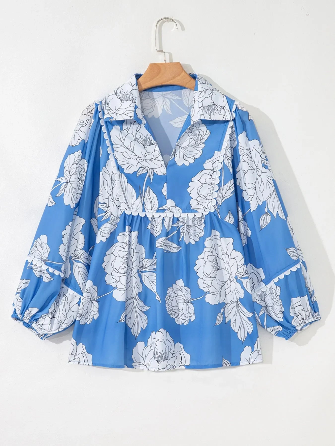Southern Shores Clothing Floral Print Buttoned Relaxed Babydoll Blouse In 100 Percent Polyester - Southern Shores Clothing