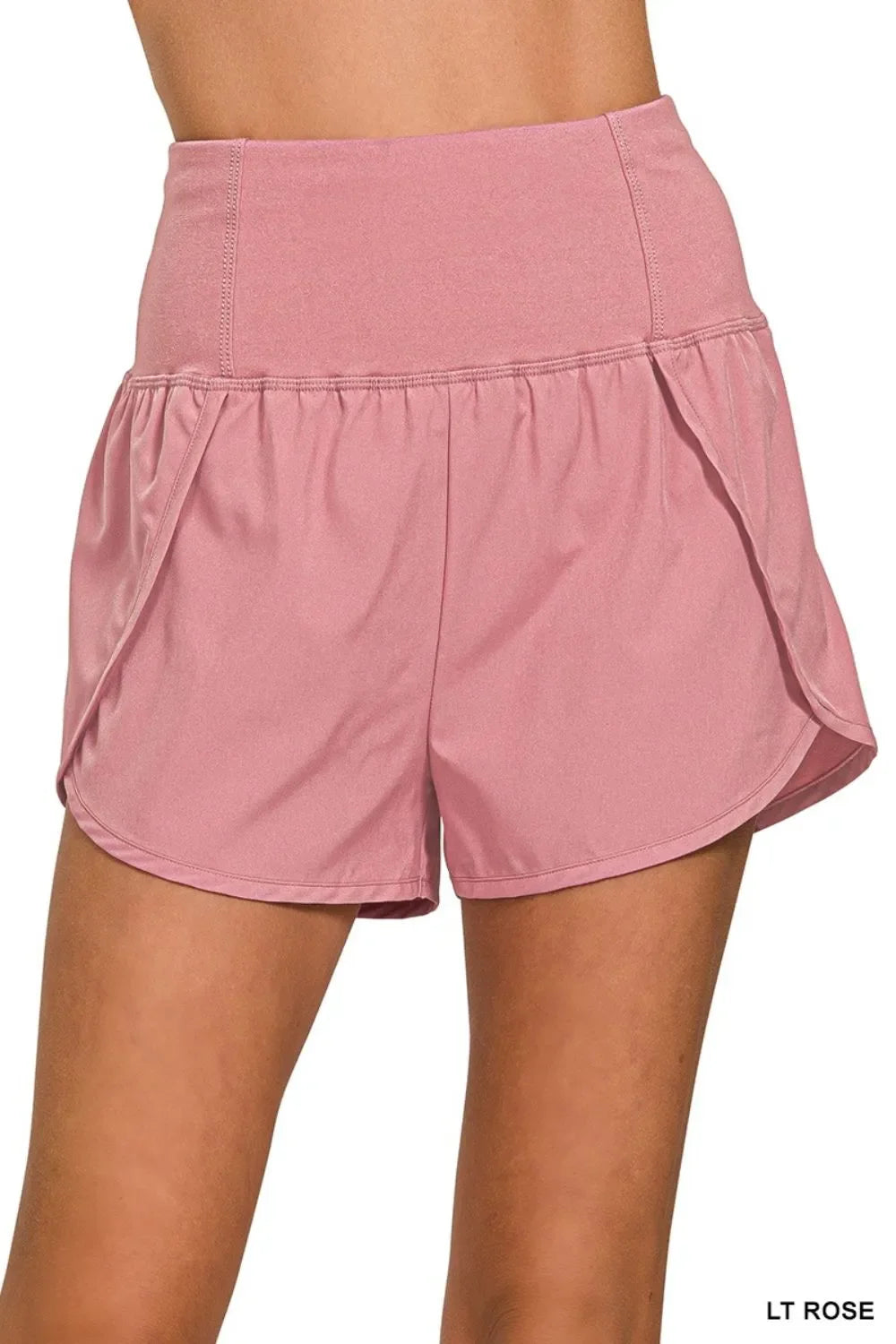 High Waisted Zippered Back Pocket Running Shorts - Southern Shores Clothing