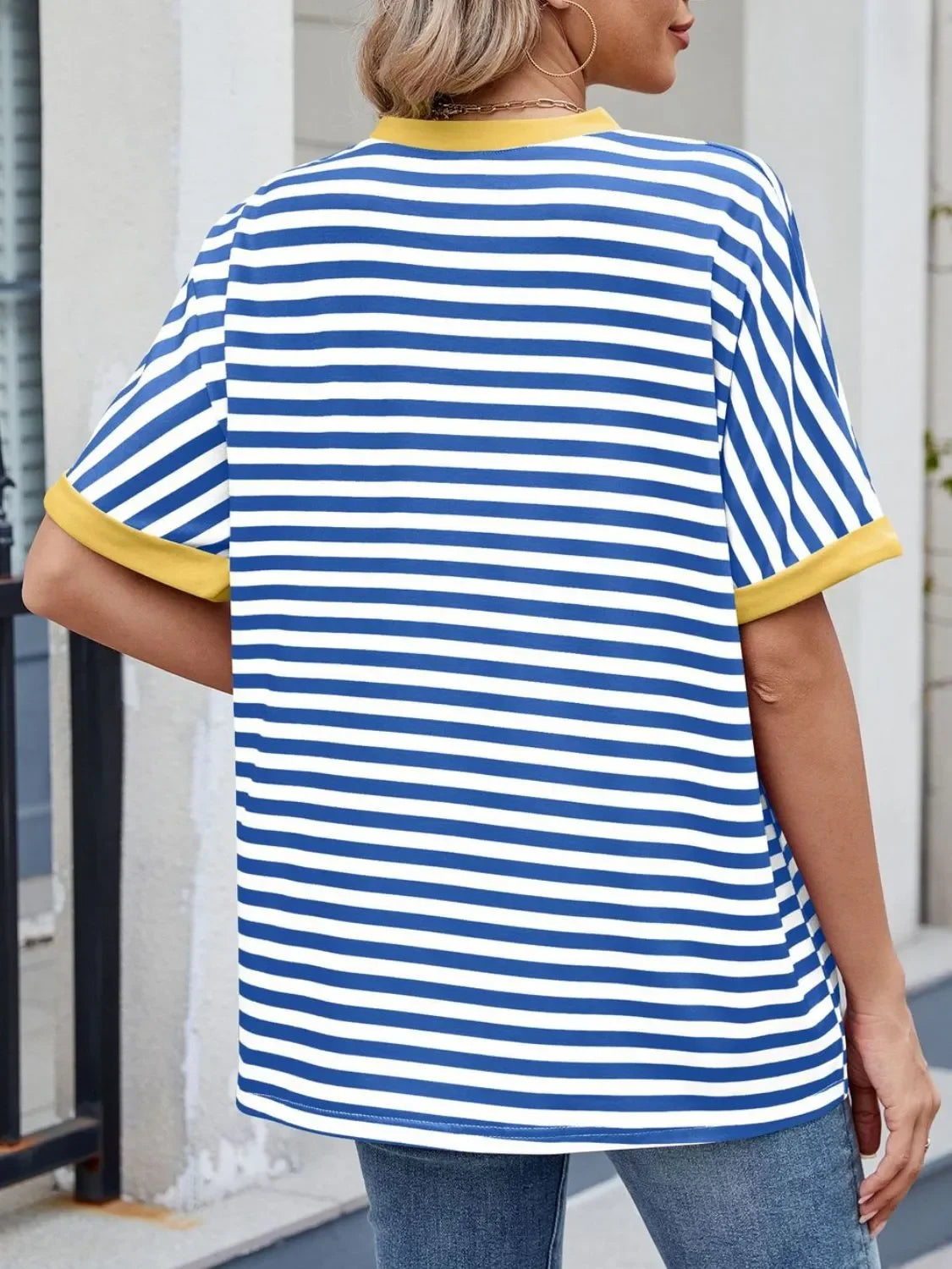 Striped Round Neck Half Sleeve T-Shirt - Southern Shores Clothing