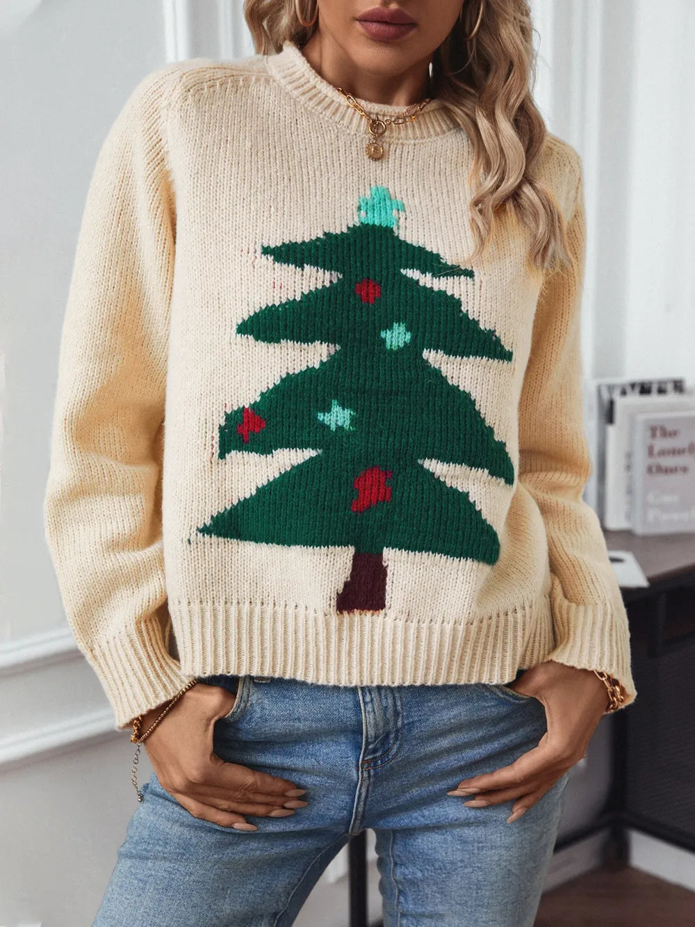 Southern Shores Women's Christmas Tree Raglan Sweater