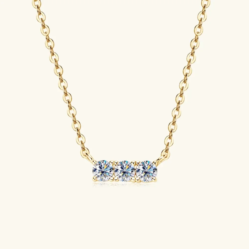 Moissanite Necklace In Sterling Silver With 18K Plating