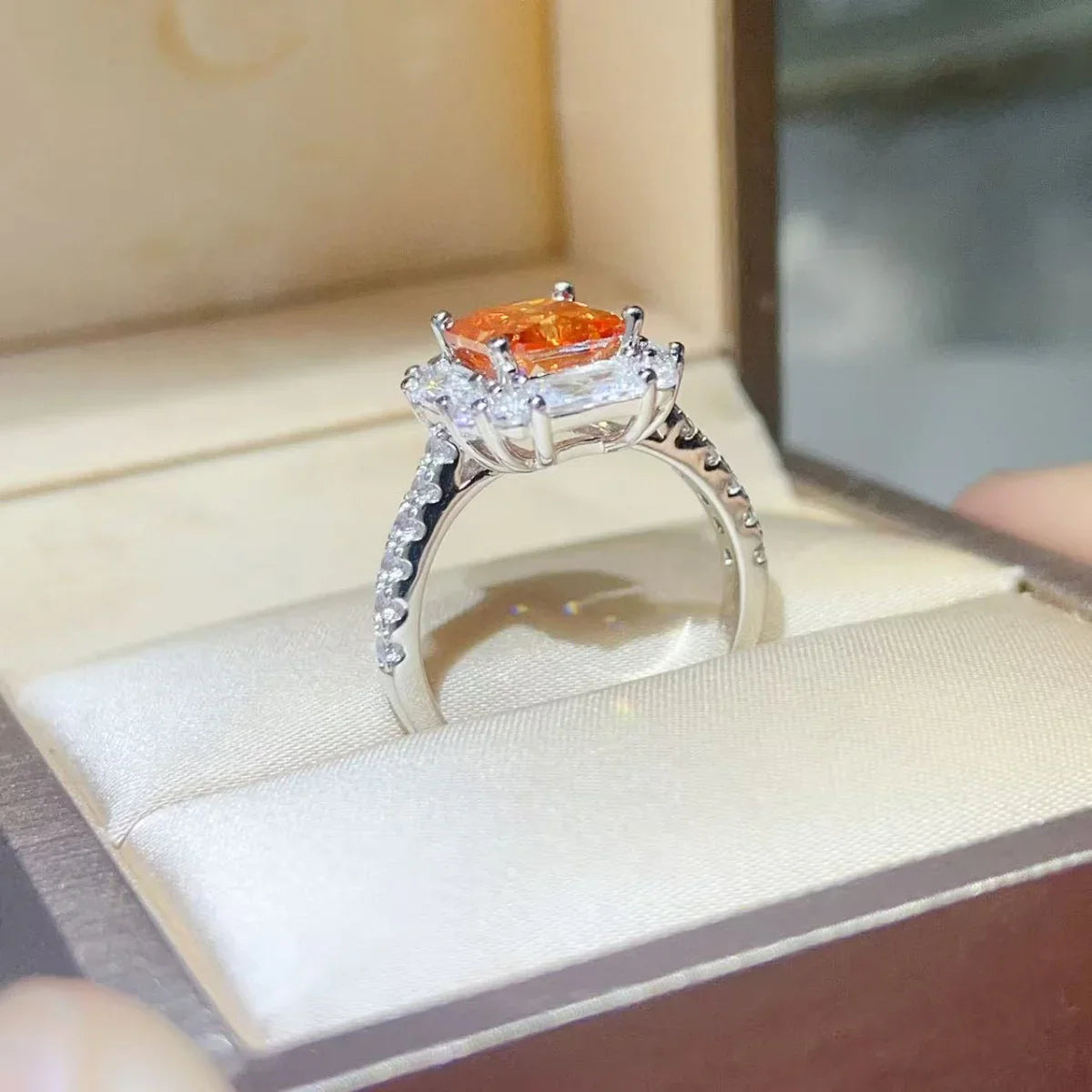 3 Carat Moissanite Halo Ring In Sterling Silver Prong Setting - Southern Shores Clothing