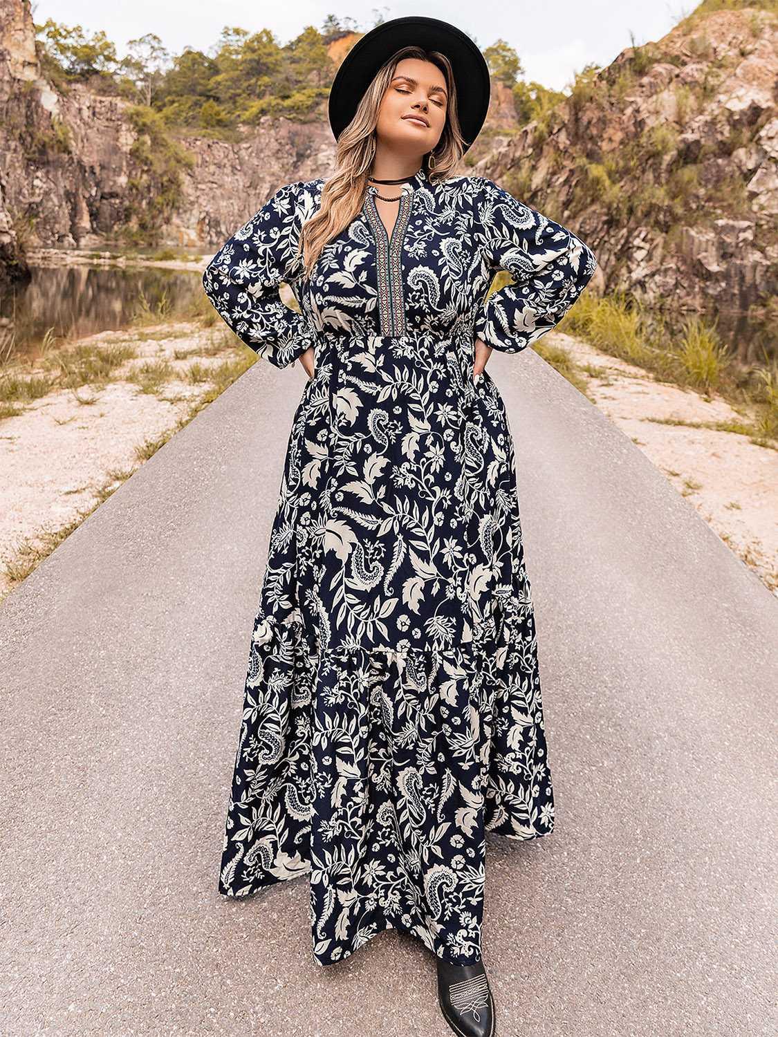 Plus Size Long Sleeve Maxi Dress - Southern Shores Clothing