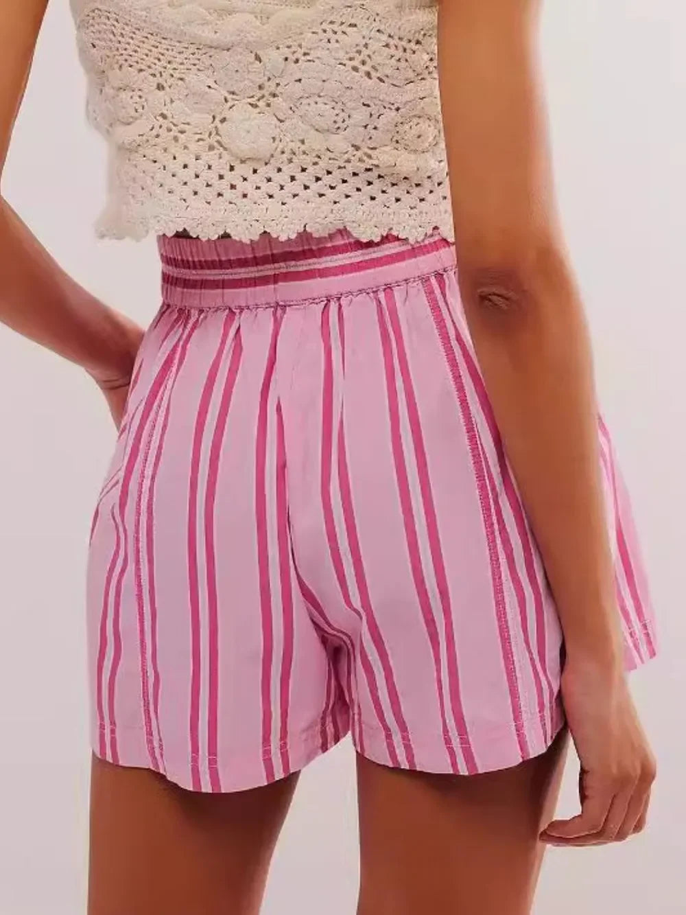 Striped Elastic Waist Casual Shorts For Daily Wear - Southern Shores Clothing