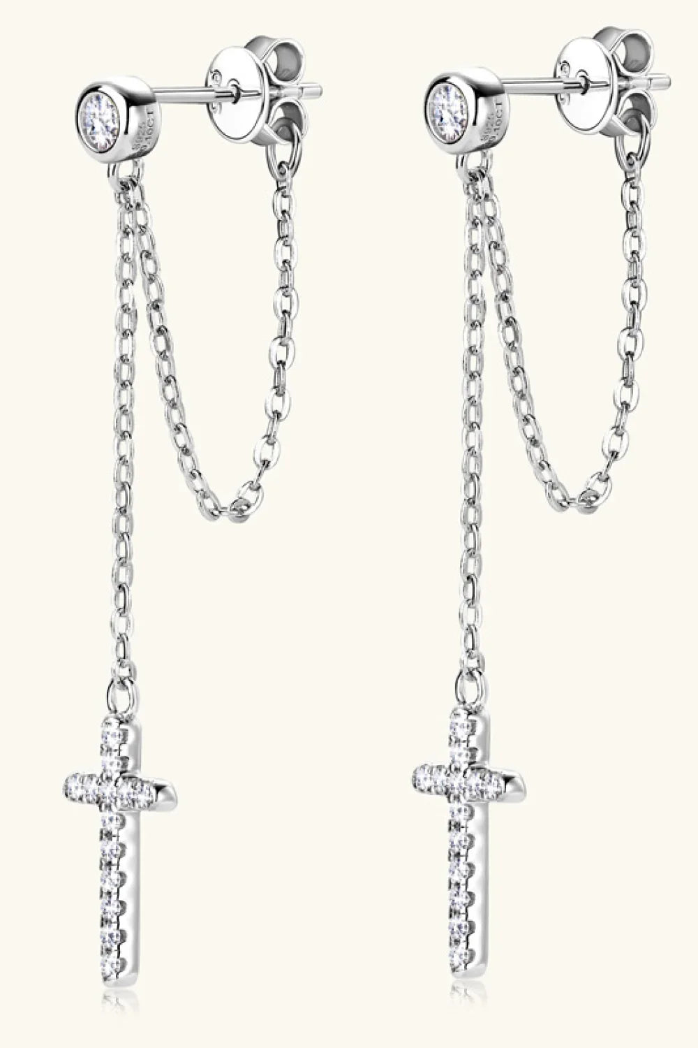 Moissanite Sterling Silver Cross Earrings - Southern Shores Clothing
