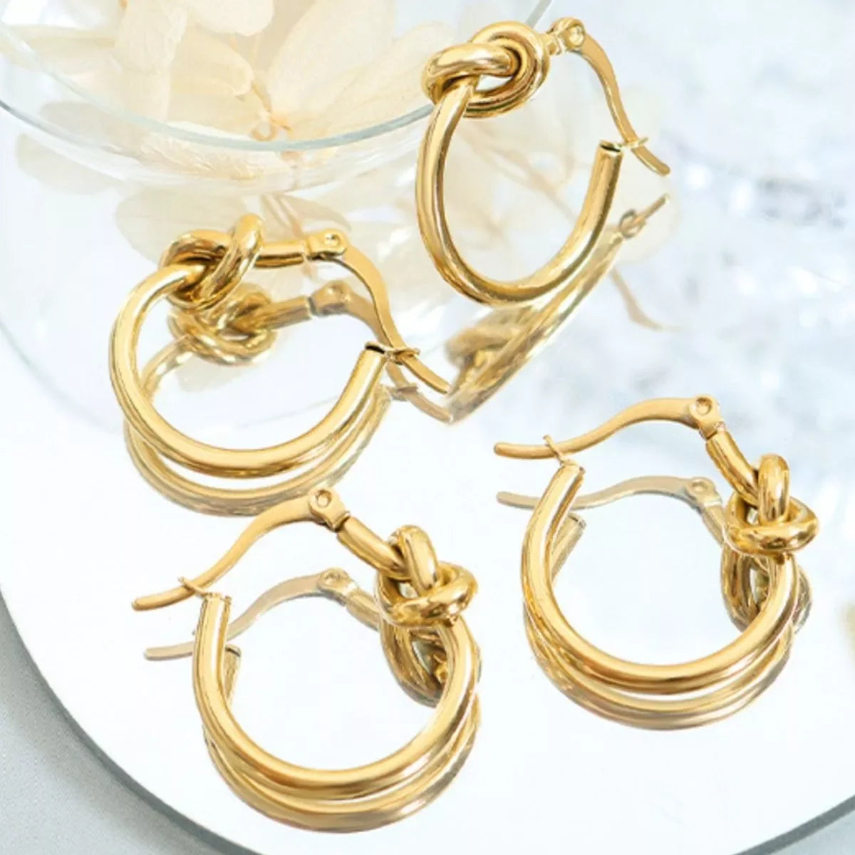 Knot Hoop Earrings 18K Gold Plated Titanium Steel - Southern Shores Clothing
