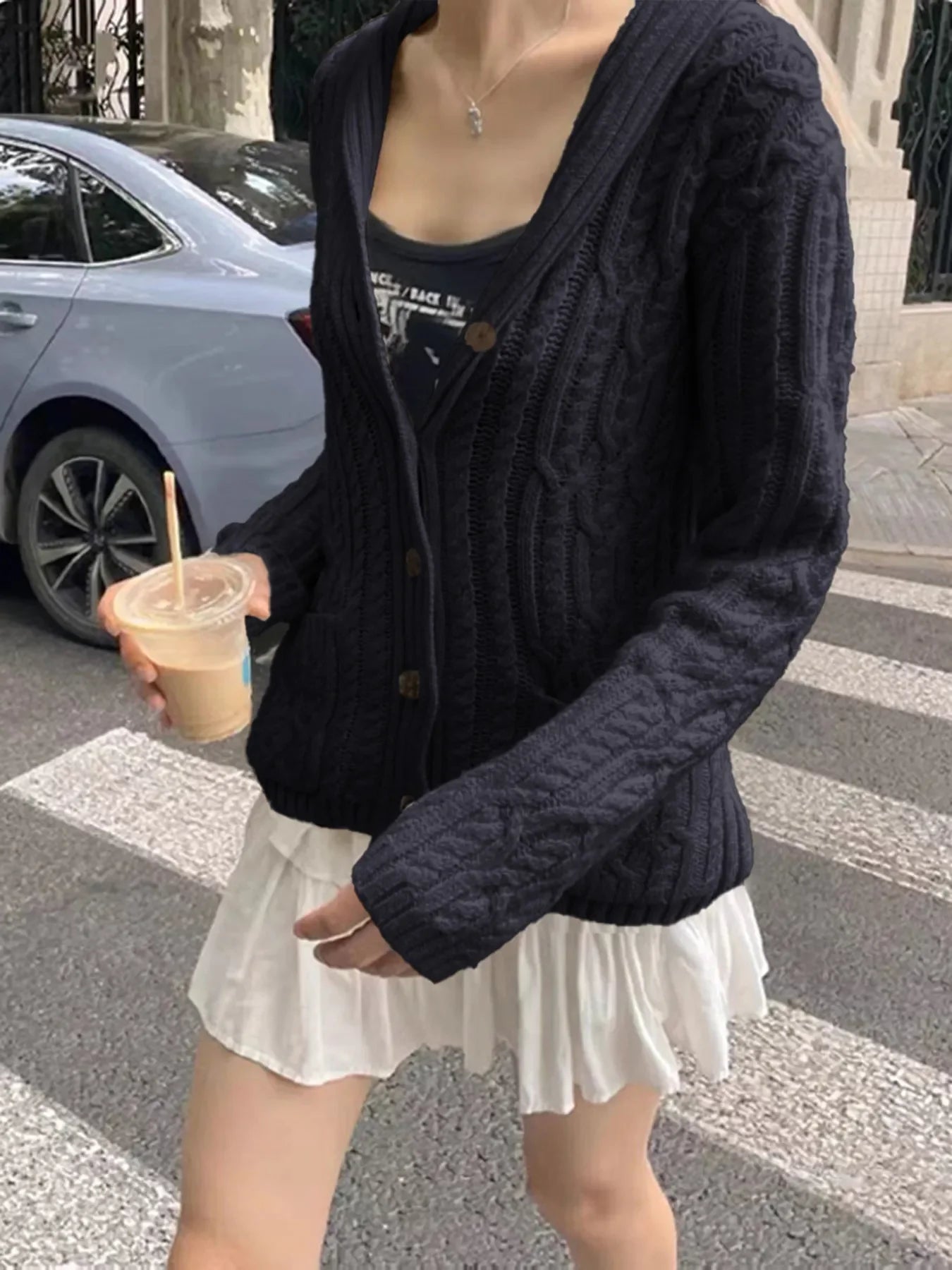 Cozy Cable Knit Button Up Cardigan Acrylic - Southern Shores Clothing