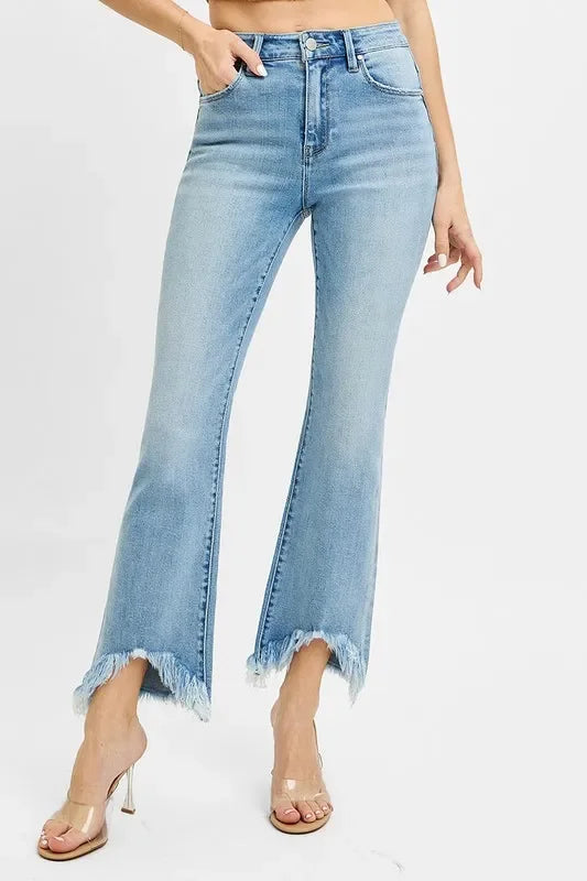 High Rise Crop Bootcut Denim Jeans Plus Size - Southern Shores Clothing