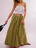 Drawstring Side Bow Maxi Skirt With Pockets - Southern Shores Clothing