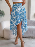 Printed High-Waist Skirt With High-Low Hem - Southern Shores Clothing
