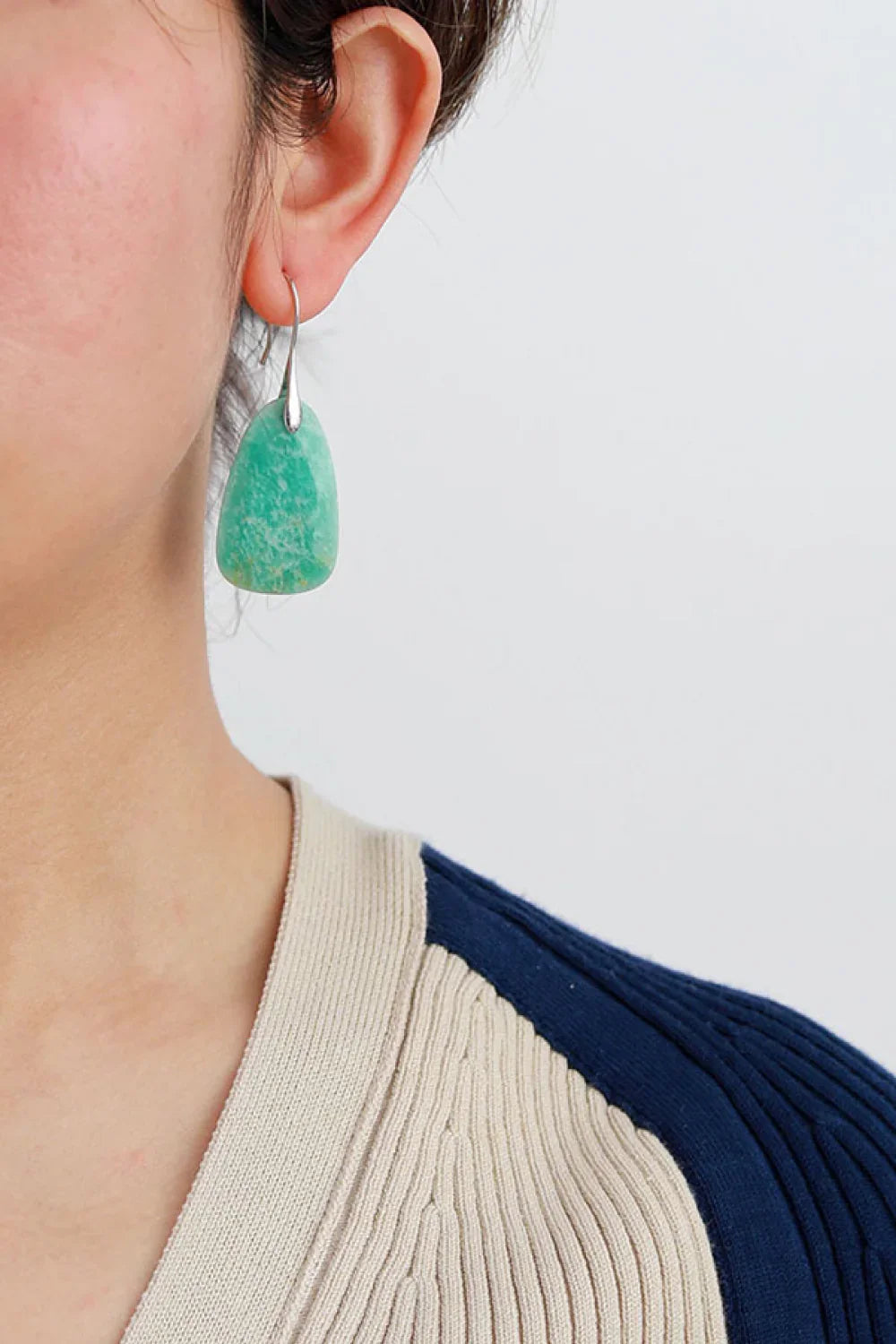 Coastal Natural Stone Dangle Earrings With Silver Hooks - Southern Shores Clothing
