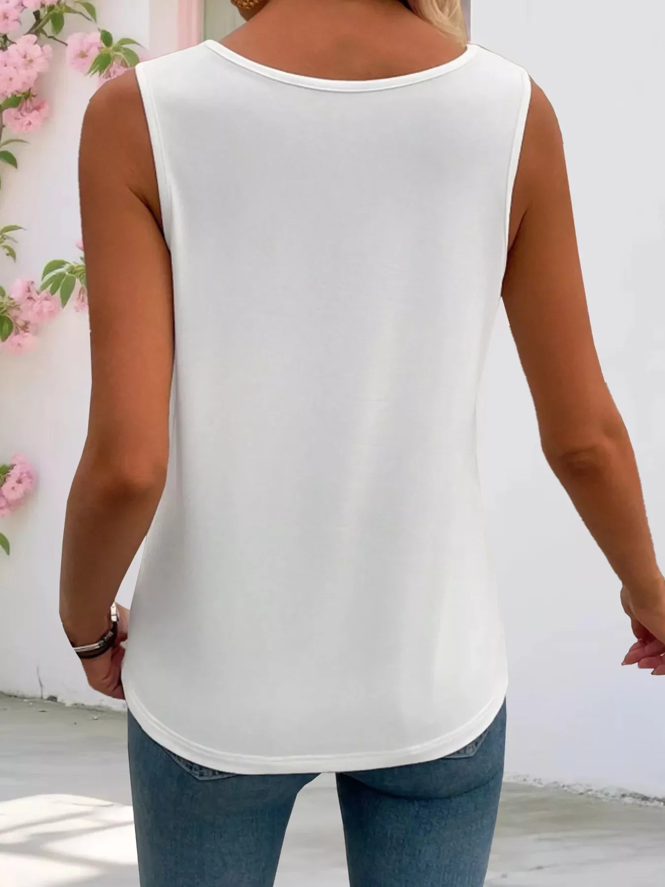 Square Neck Tank Top With Structured Panel Details And Stretch - Southern Shores Clothing