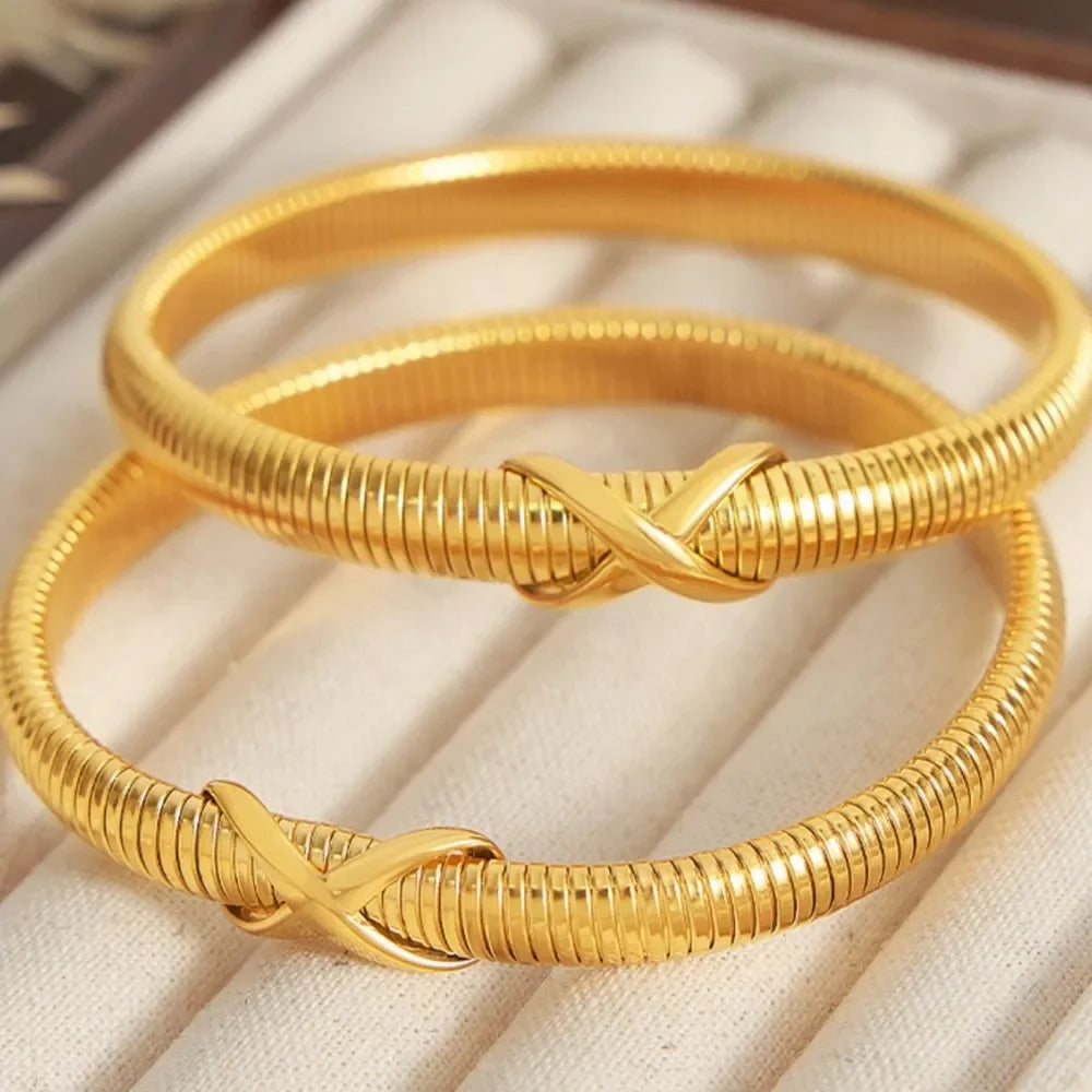 18K Gold Plated Titanium Steel Spring Shape Bracelet - Southern Shores Clothing