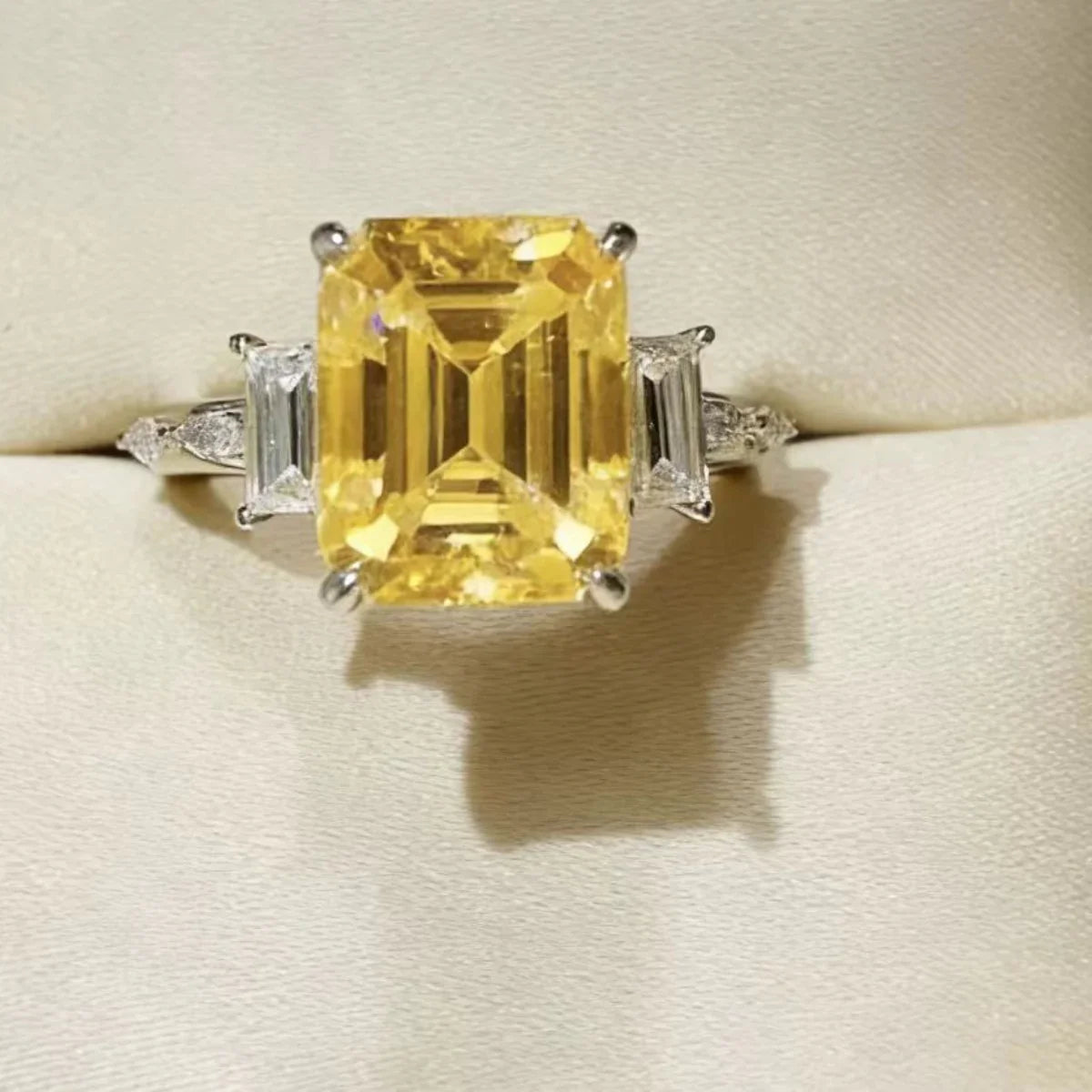 5 Carat Moissanite Ring In Sterling Silver With Side Stones - Southern Shores Clothing