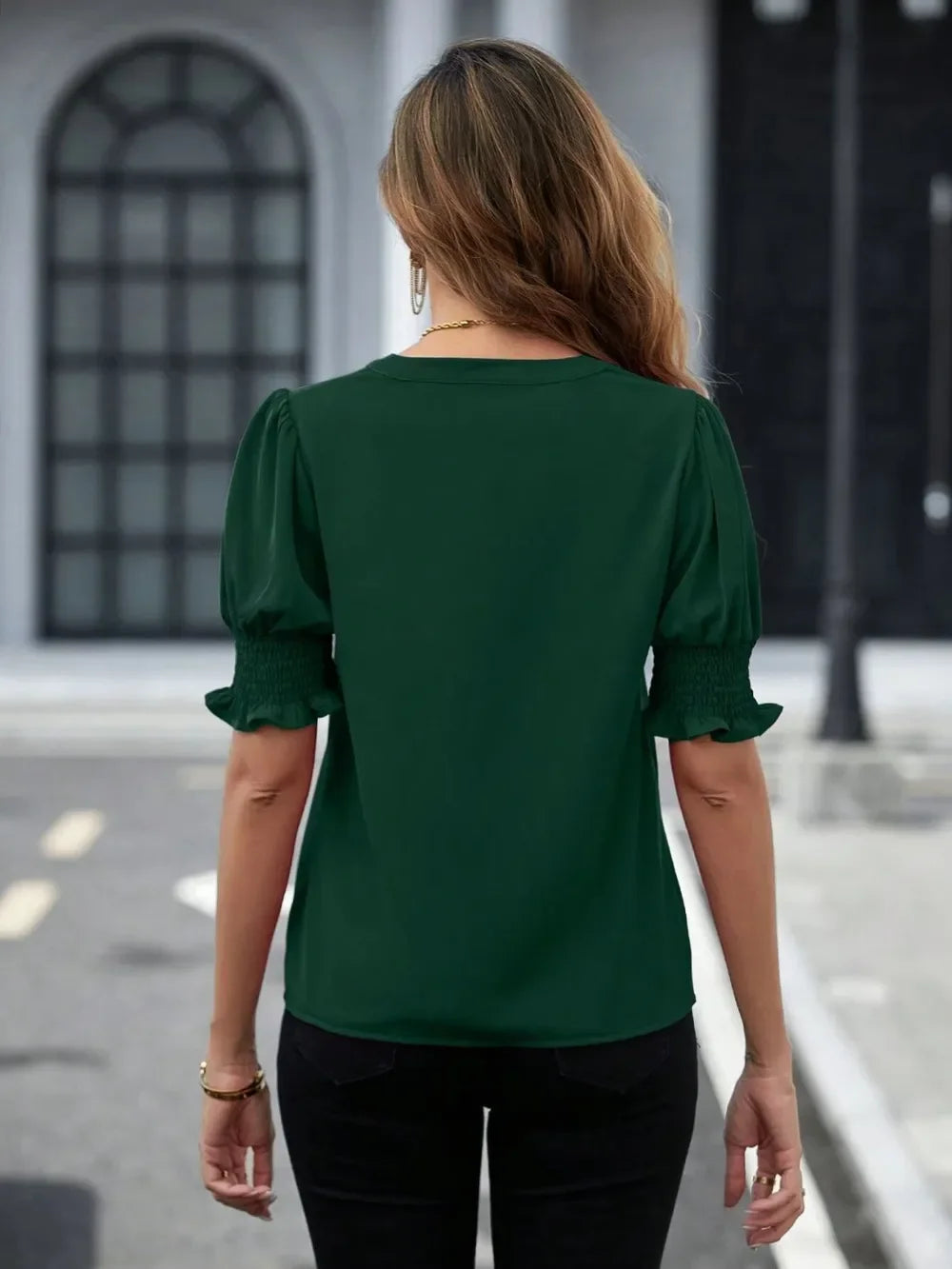 Southern Shores Clothing Notched Short Sleeve Polyester Blouse For Everyday Comfort And Style - Southern Shores Clothing