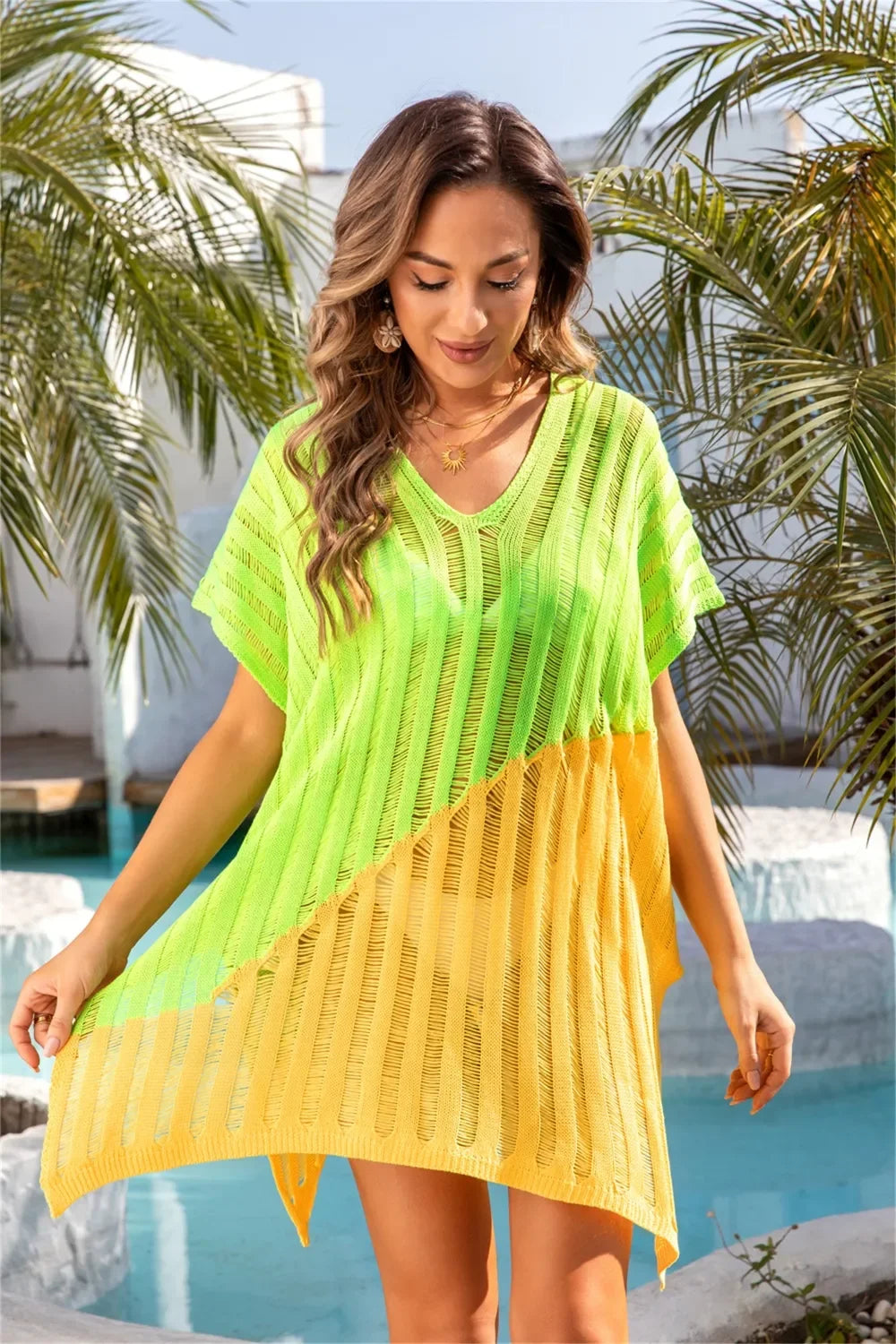 Angel Wings Block V-Neck Cover Up One Size - Southern Shores Clothing