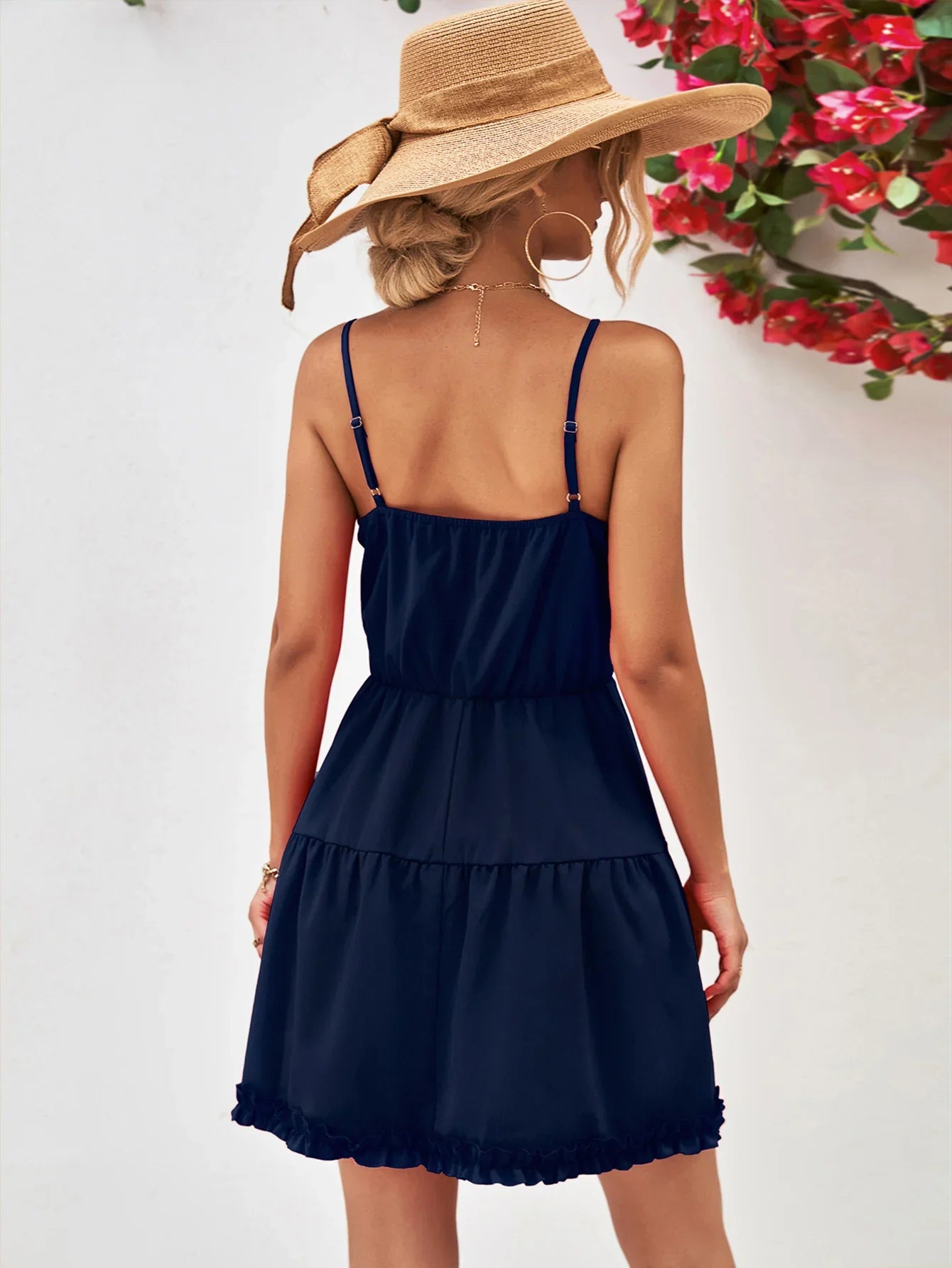 Frill Trim Spaghetti Strap Mini Dress - Southern Shores Clothing