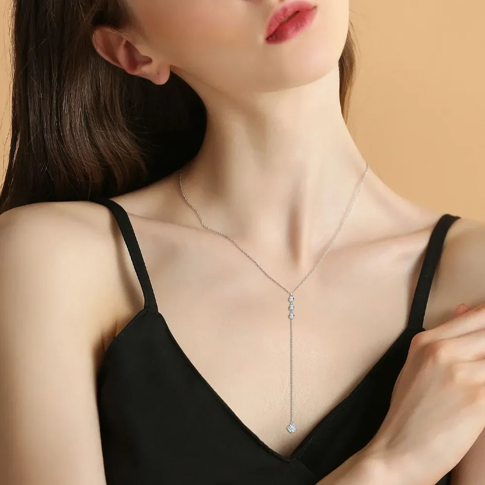 1.3 Ct Moissanite Drop Necklace 925 Sterling Silver - Southern Shores Clothing