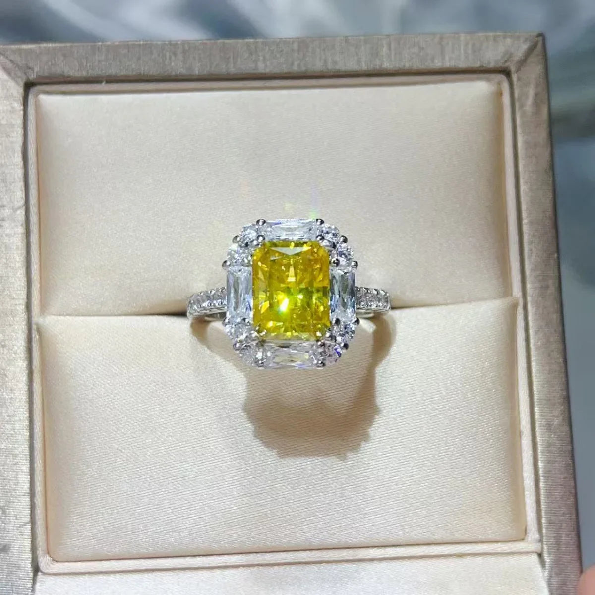 3 Carat Moissanite Halo Ring In Sterling Silver Setting - Southern Shores Clothing
