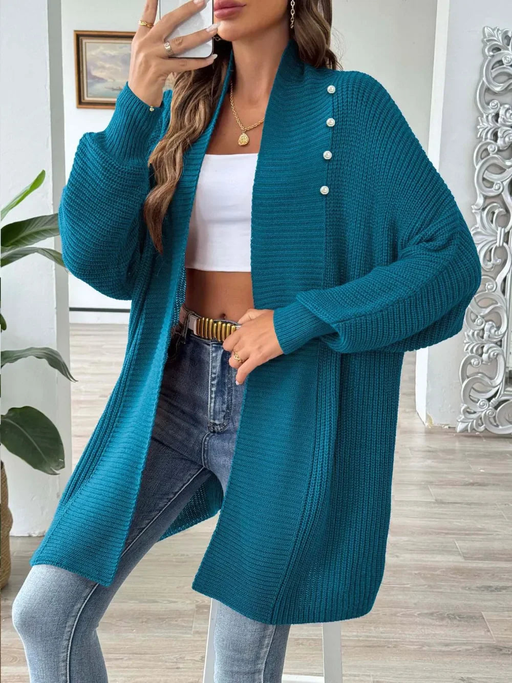 Open Front Long Sleeve Cardigan - Southern Shores Clothing