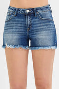 Plus Size Low Rise Frayed Denim Shorts Relaxed - Southern Shores Clothing