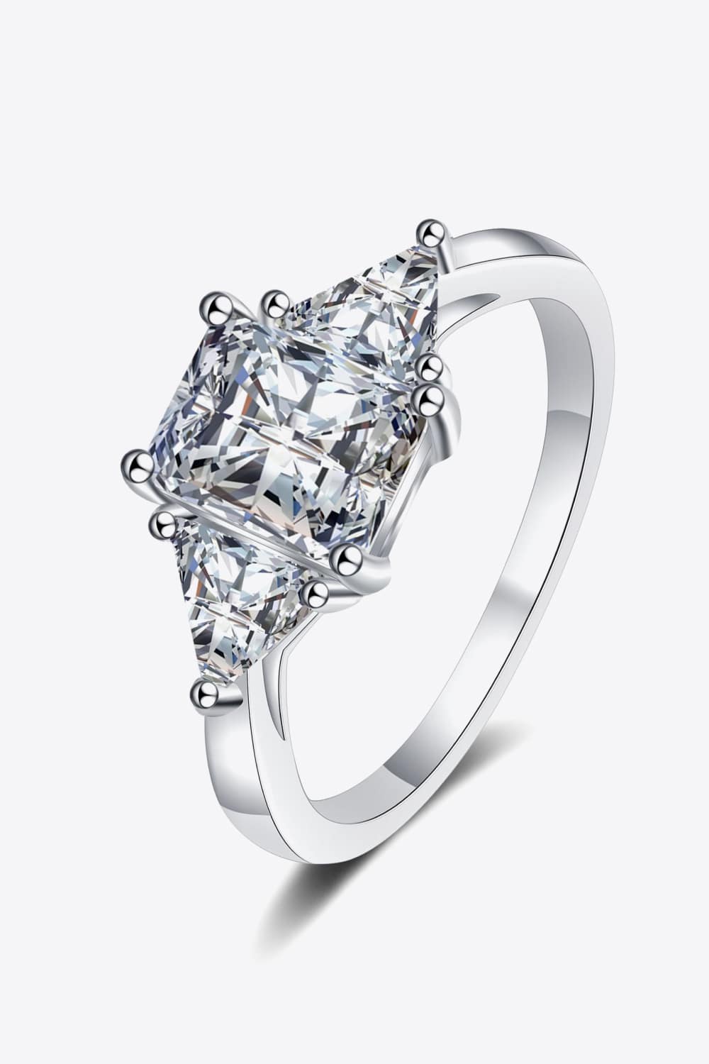 Southern Shores 3 Carat Moissanite Rhodium-Plated Sterling Silver Ring