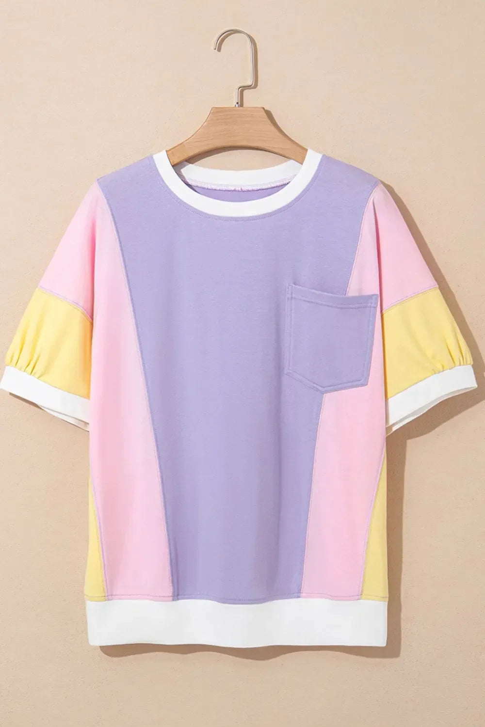Block Patchwork Oversized Half Sleeve Relaxed T Shirt - Southern Shores Clothing