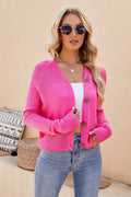 Button Up V-Neck Long Sleeve Cardigan With Slight Stretch - Southern Shores Clothing