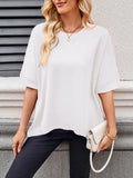 Round Neck Half Sleeve Rayon Blend T Shirt Casual Top - Southern Shores Clothing