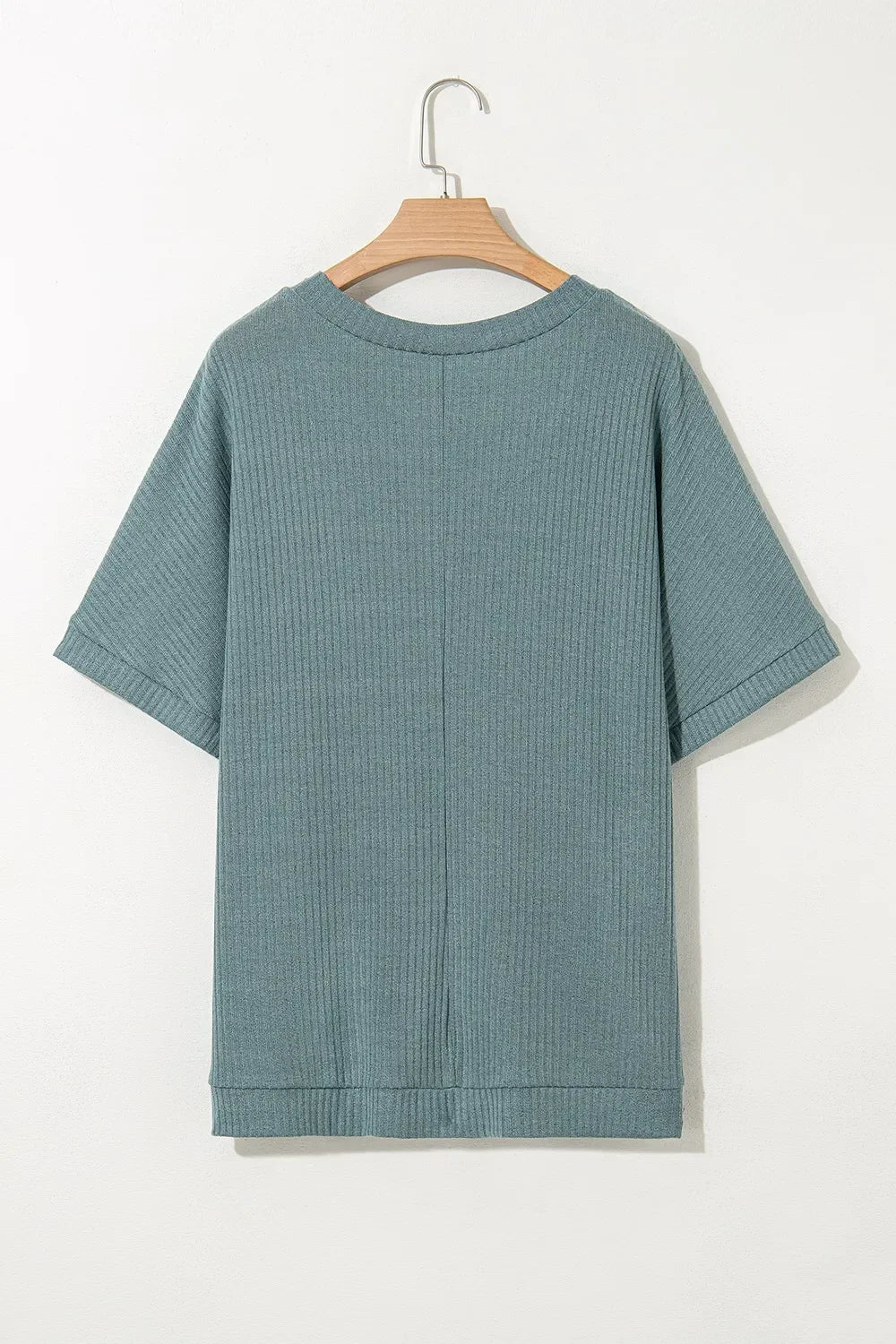 Oversized Ribbed Knit V Neck Dolman Short Sleeve Top - Southern Shores Clothing