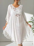 Tassel Cutout Scoop Neck Cover Up Dress One Size - Southern Shores Clothing