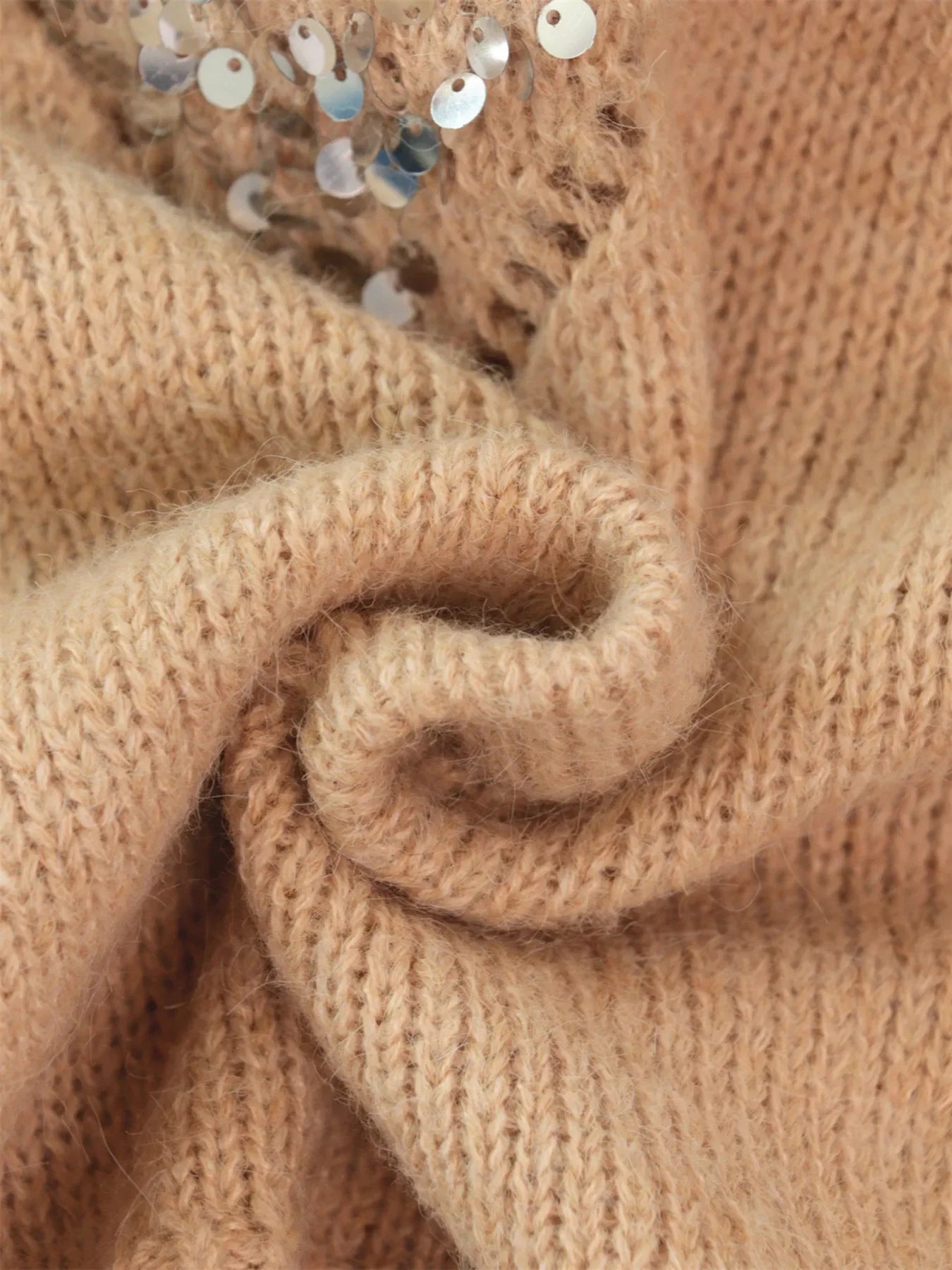 Sequined Diamond Pattern Oversized Sweater - Southern Shores Clothing
