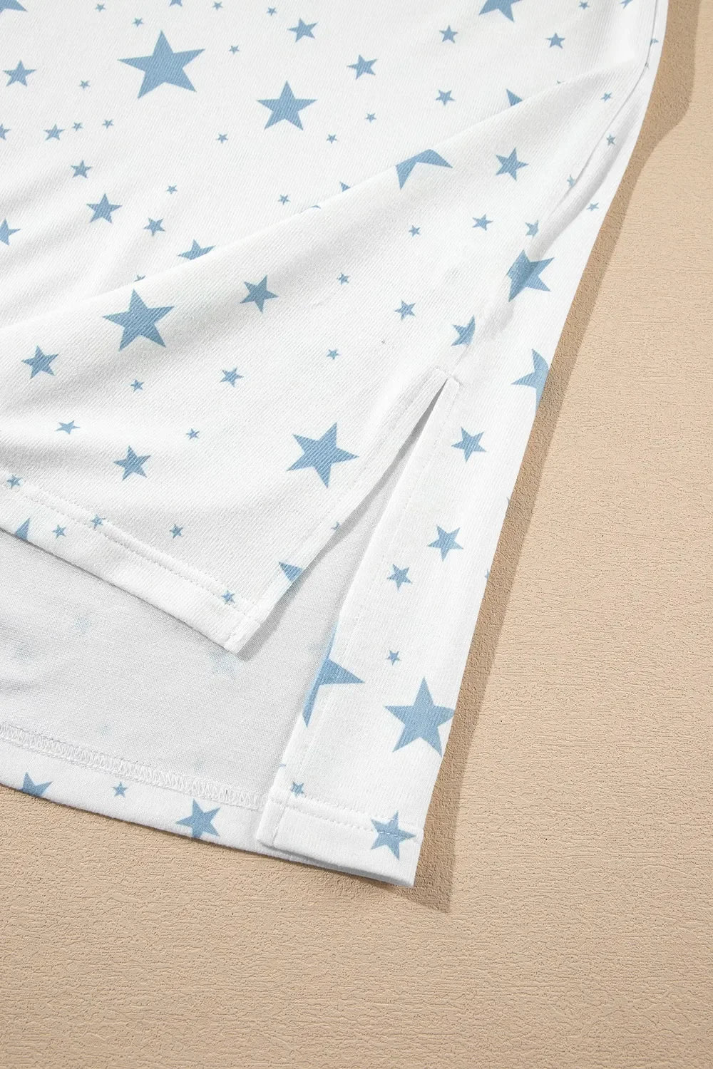 Stars Print Drop Shoulder Oversized T Shirt With Slits - Southern Shores Clothing