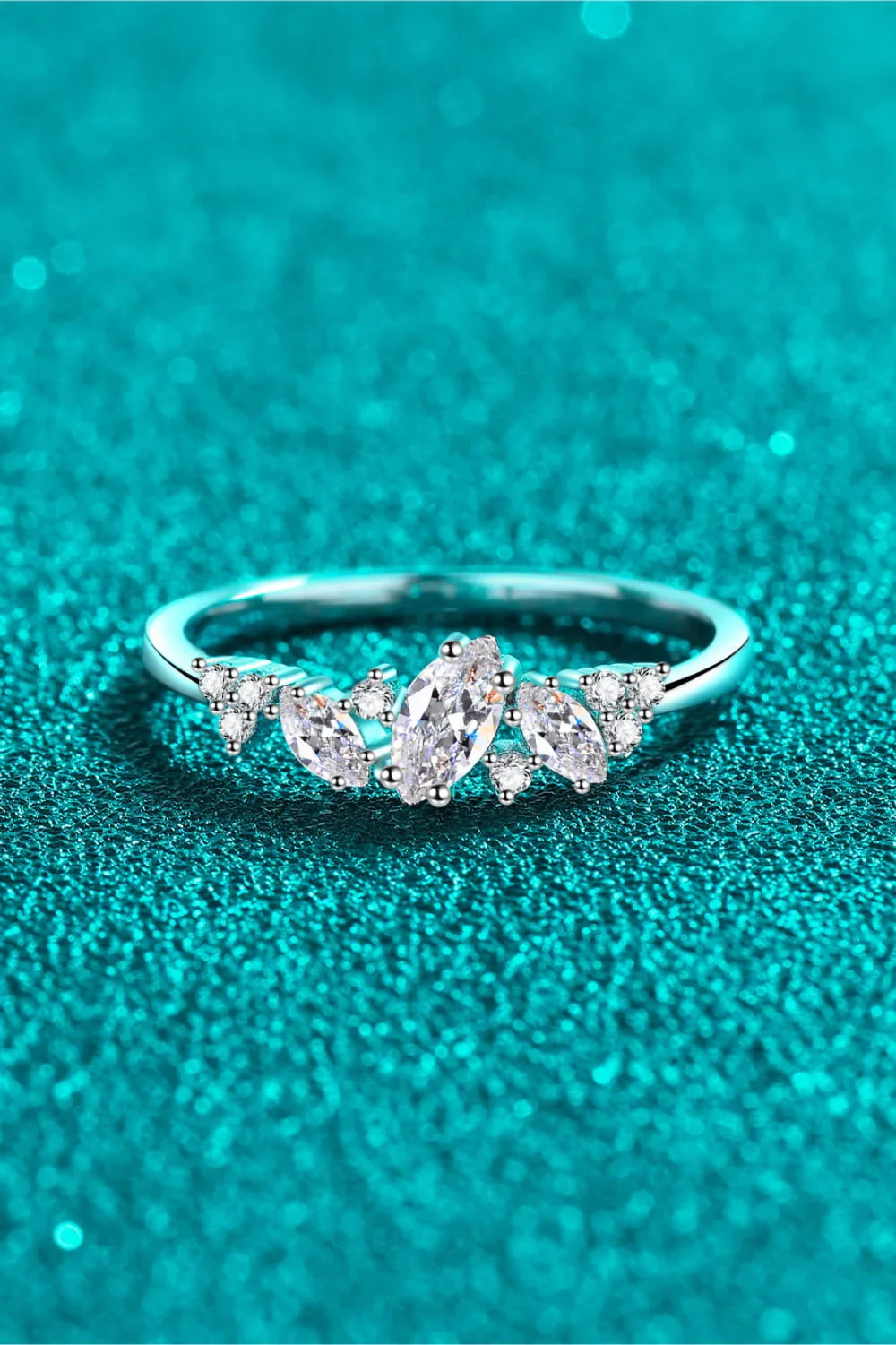 Moissanite Rhodium-Plated Sterling Silver Ring - Southern Shores Clothing