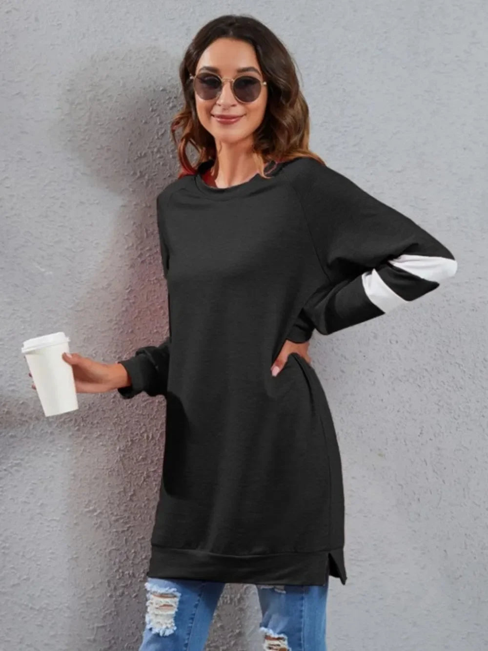 Full Size Striped Round Neck Long Sleeve T-Shirt - Southern Shores Clothing