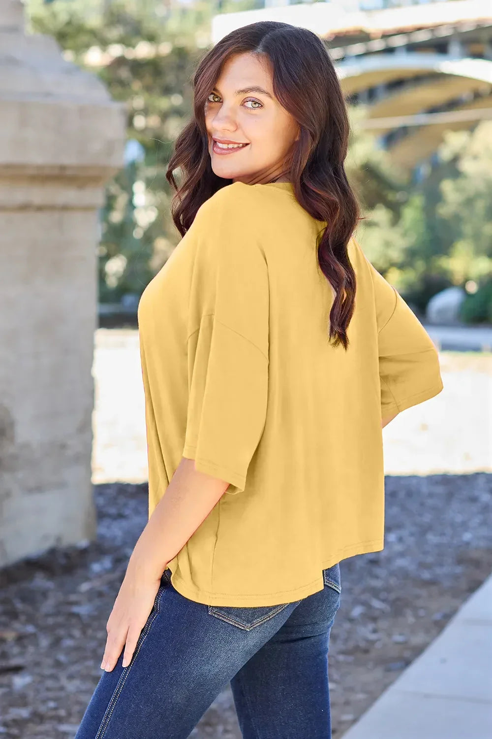 Bamboo Basic Round Neck Drop Shoulder T Shirt - Southern Shores Clothing