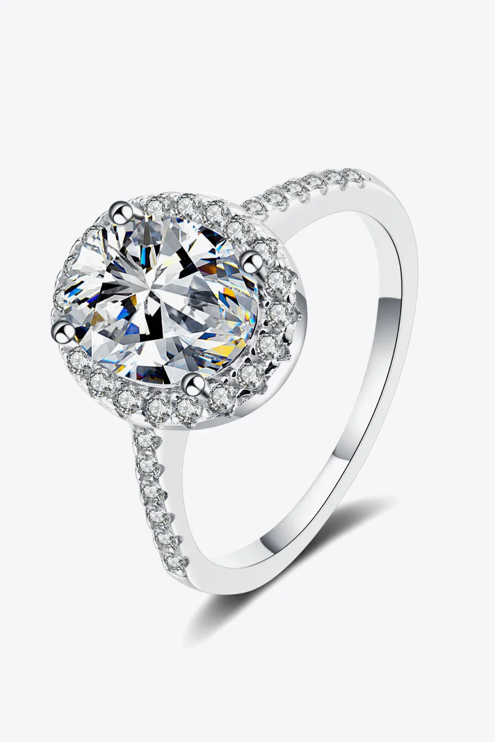 2 Carat Moissanite Halo Ring Sterling Silver - Southern Shores Clothing