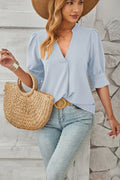 Notched Half Sleeve Basic T Shirt For Daily Wear - Southern Shores Clothing
