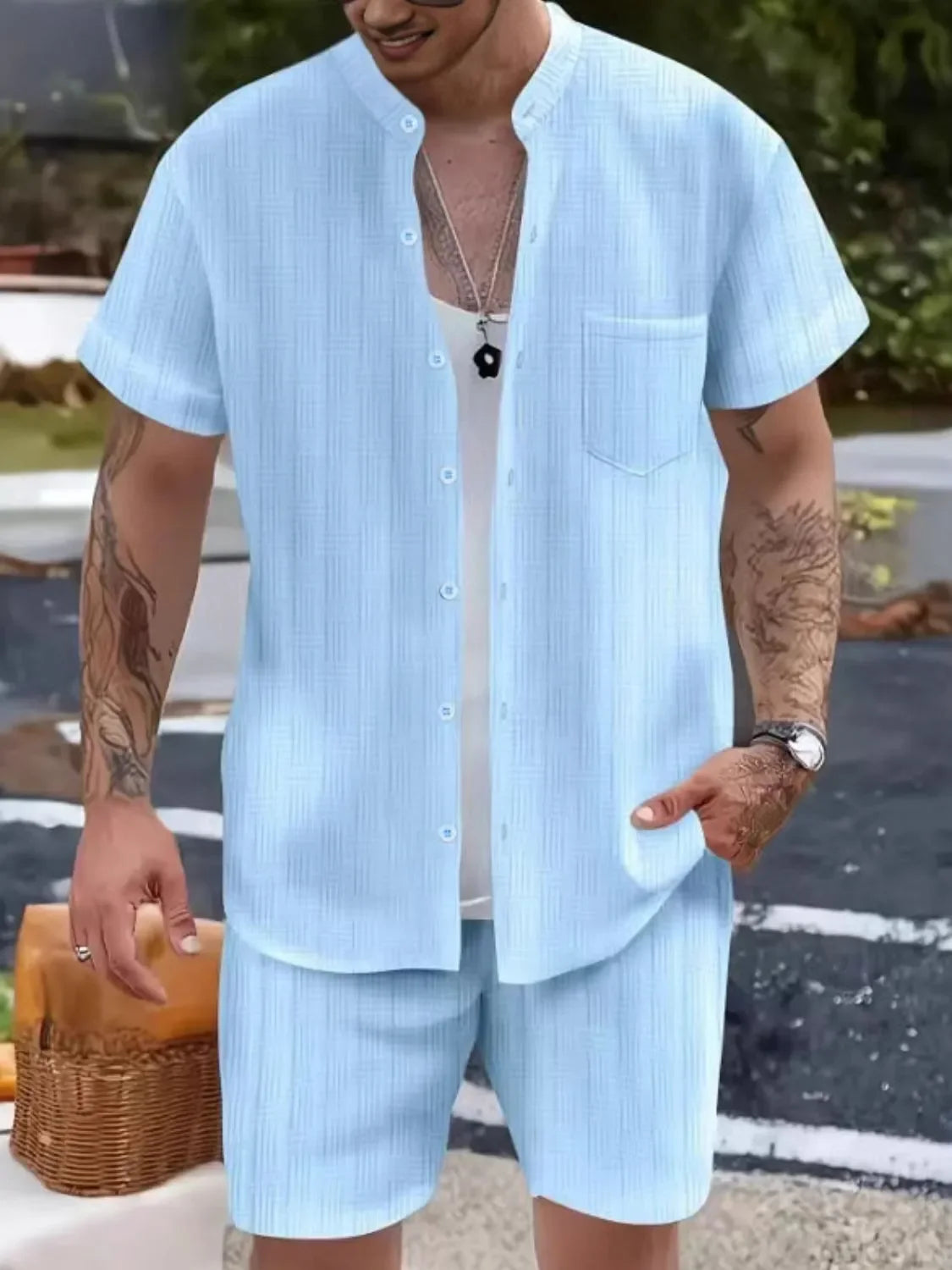 Men's Button Up Short Sleeve Shirt and Shorts Set - Southern Shores Clothing
