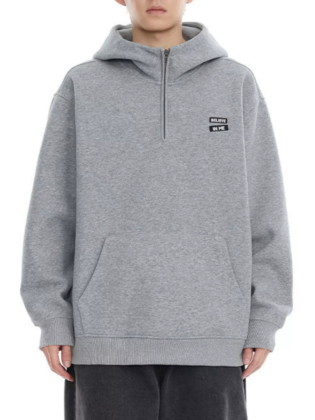 Men's Plus Size Quarter-Zip Long Sleeve Hoodie