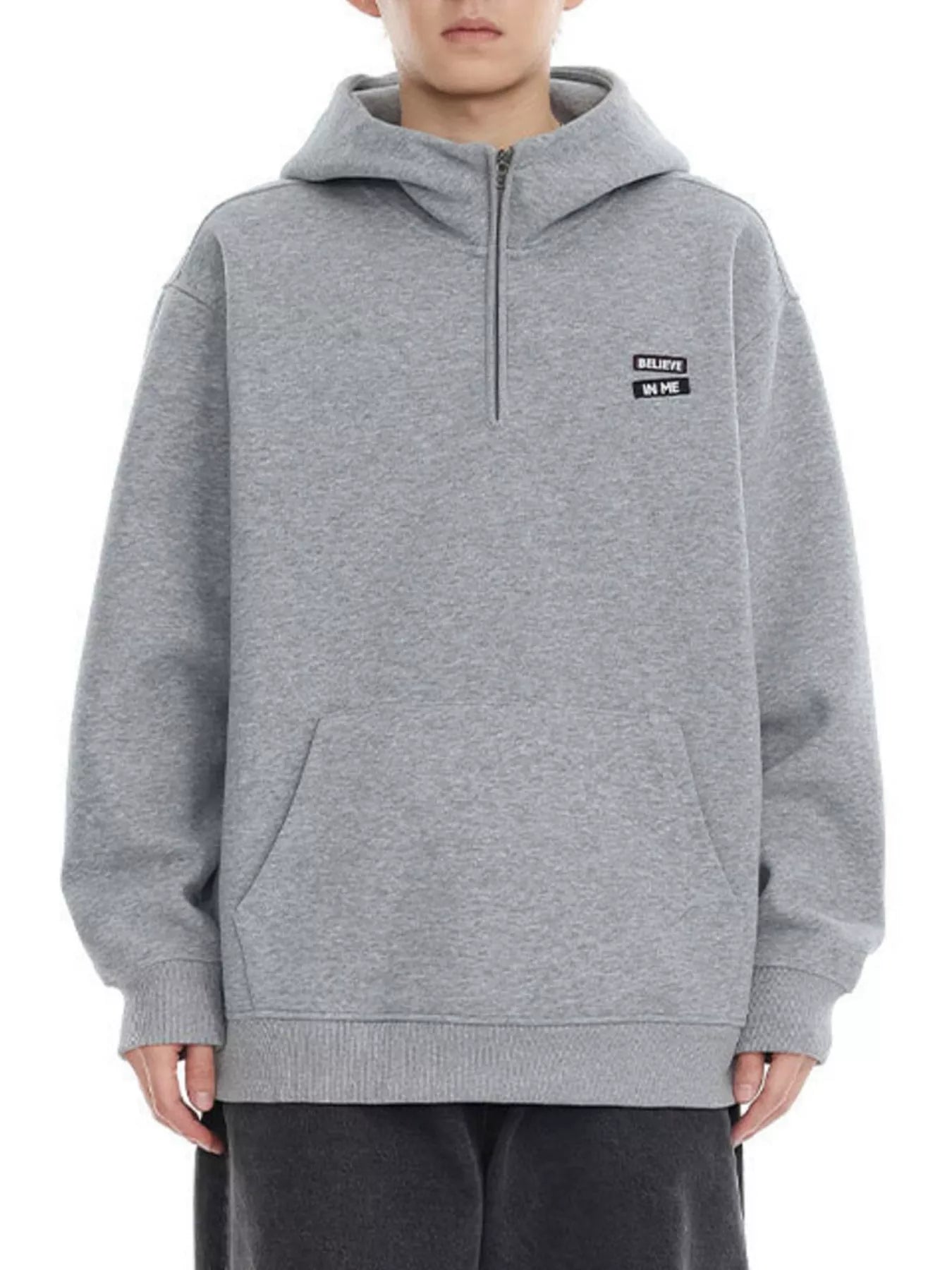 Men's Plus Size Quarter-Zip Long Sleeve Hoodie