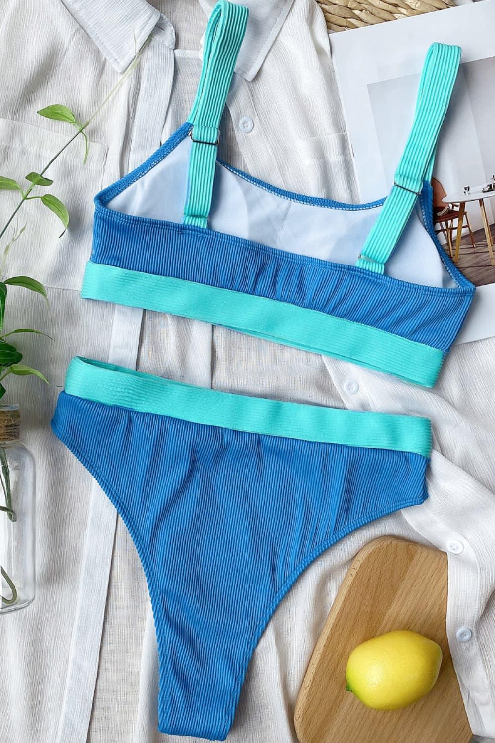 Block Scoop Neck Bikini With Stretch Fabric - Southern Shores Clothing