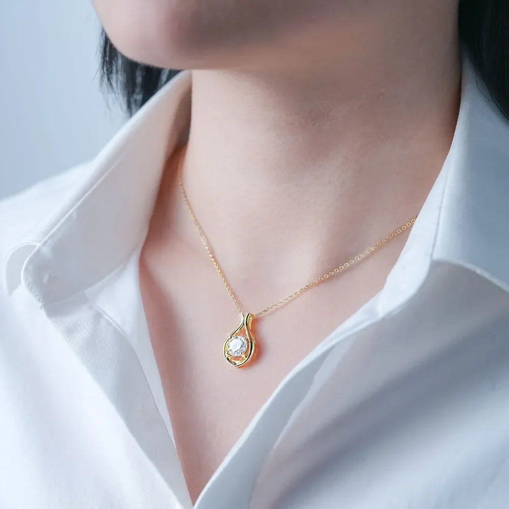 2 Carat Moissanite Gold Plated Sterling Silver Necklace - Southern Shores Clothing