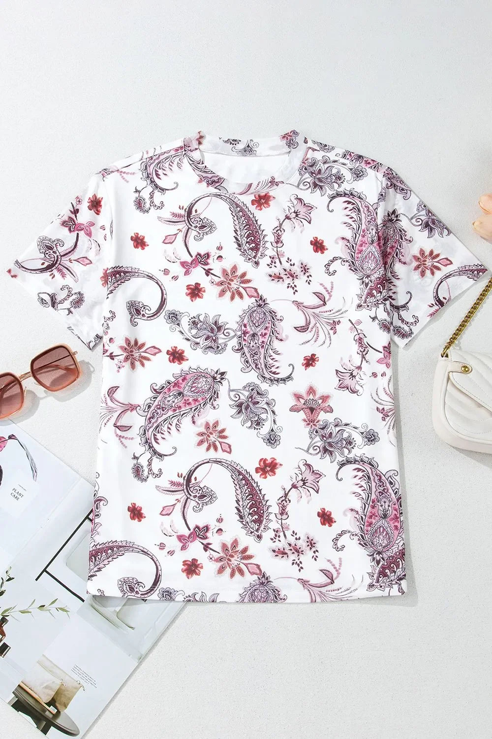 Paisley Mock Neck T Shirt With Stretchy Fit - Southern Shores Clothing